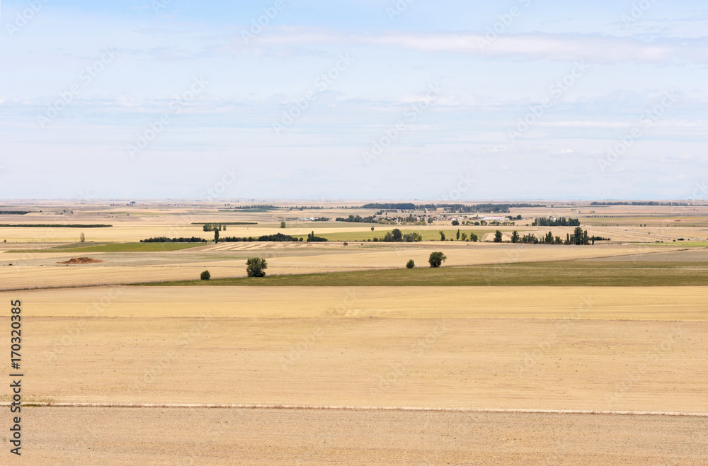 Obraz premium Landscape of Castilla y Leon near the village of Montealetre de Campos in the region of Tierra de Campos, Valladolid Province, Spain,