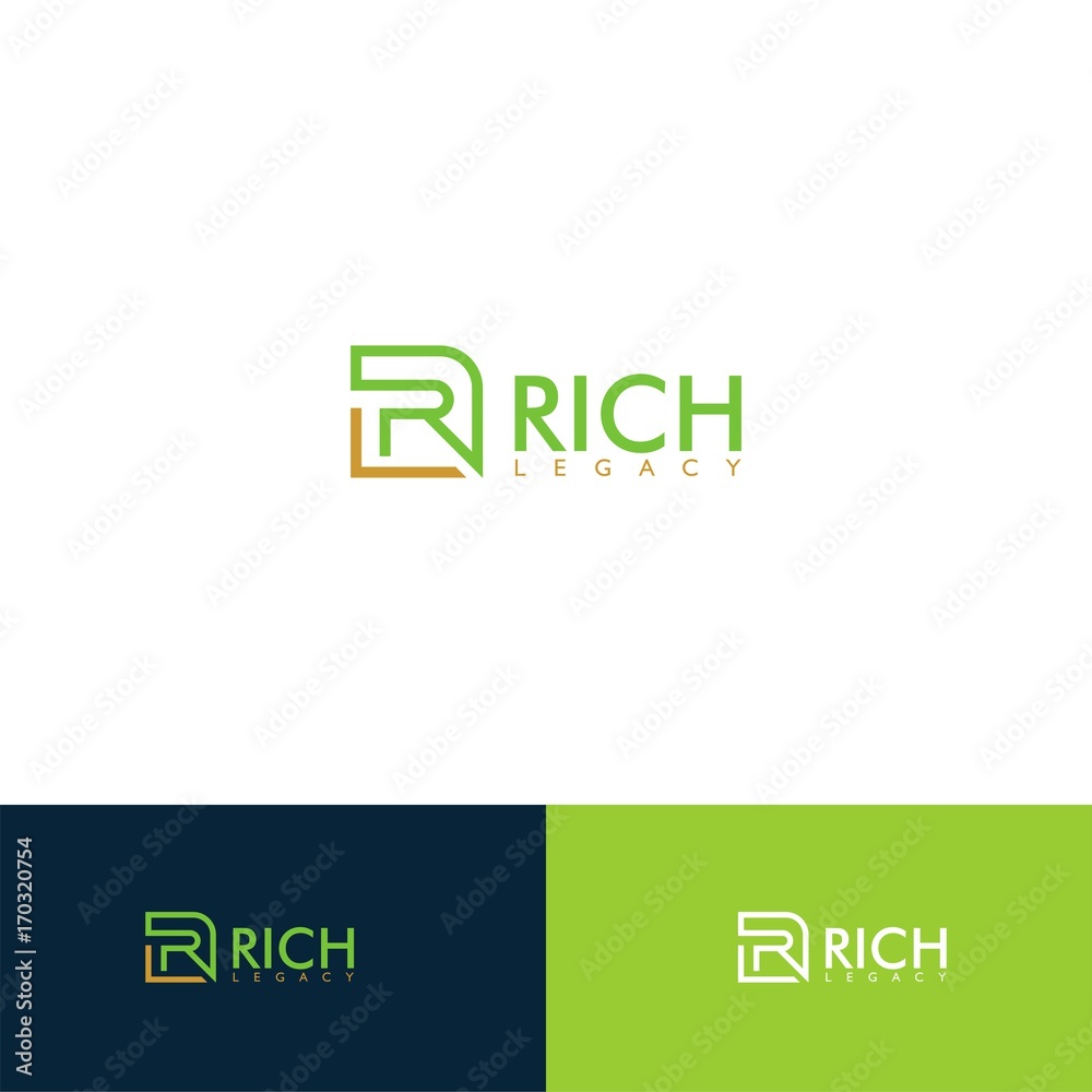 letter R combination with letter L modern business logo branding Stock