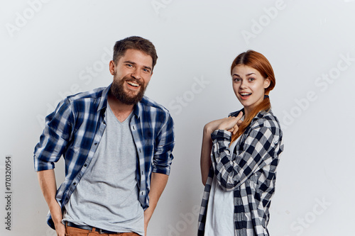 emotion, man with a woman on a light background