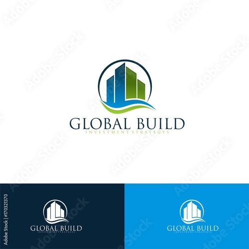 business logo building concept in graph and wave