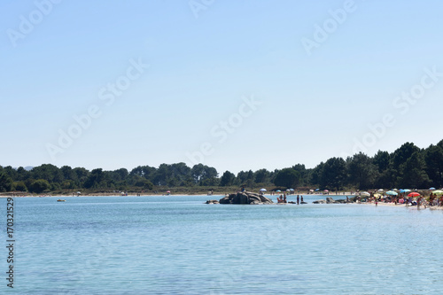 Beach in the ria of Arosa, natural space of O Carreiron, Pontevedra, Galicai, Spain