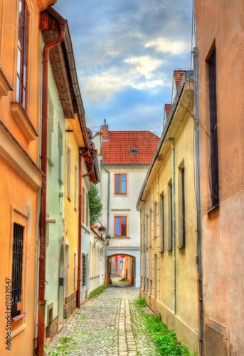 Buildings in the old town of Ceske Budejovice  Czech Republic.