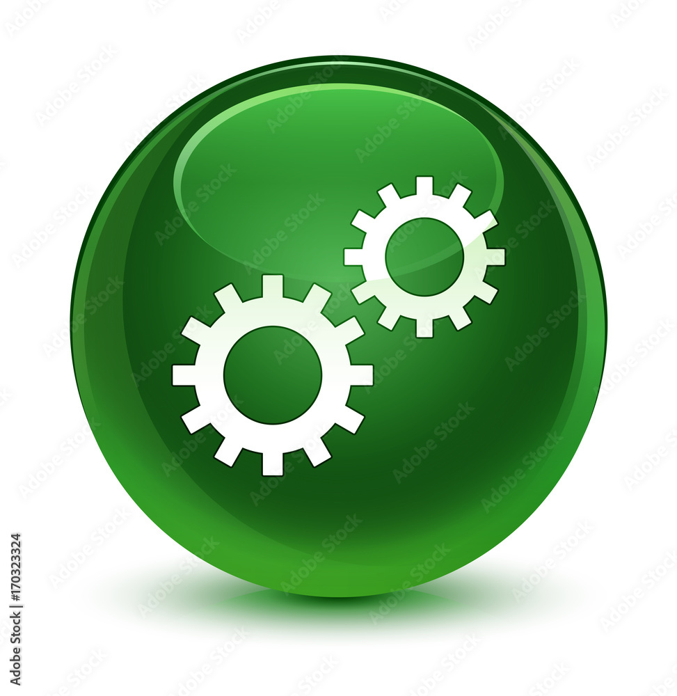 Process icon glassy soft green round button Process icon glassy soft green round button