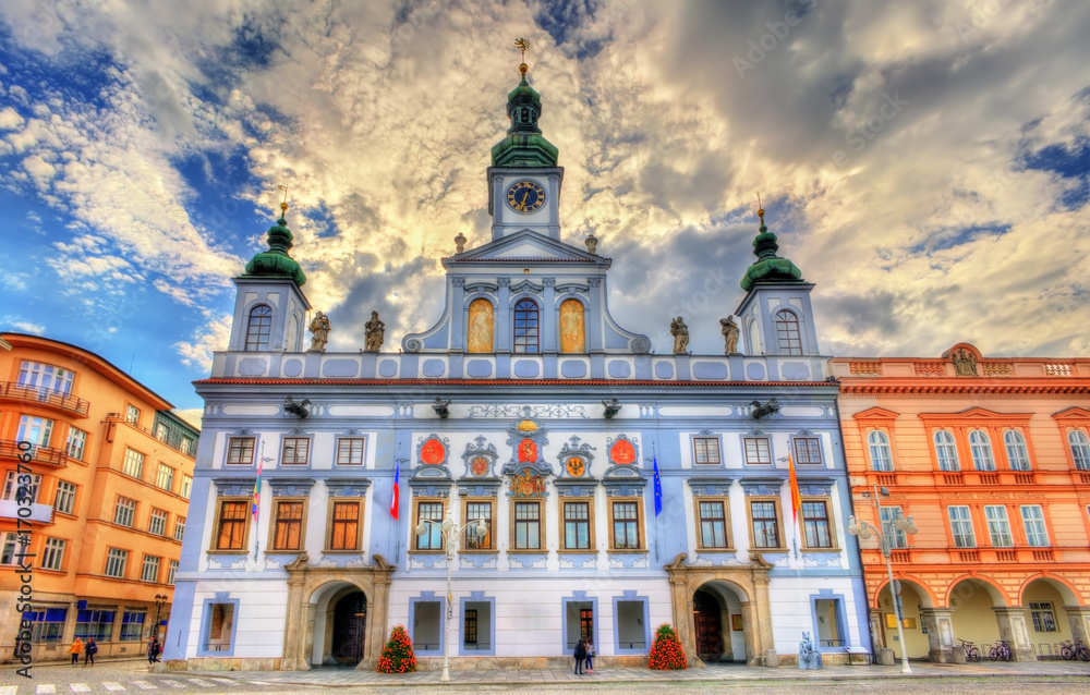 Fototapeta premium Town Hall of Ceske Budejovice in Czech Republic