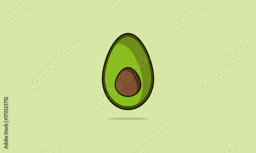 Avocado (Line Art in Flat Style Vector Illustration Design Template)