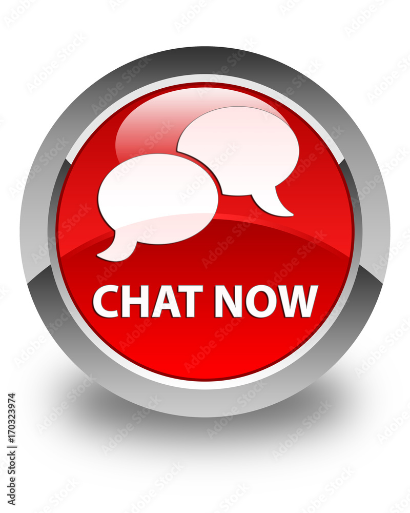 Chat now glossy red round button Chat now glossy red round button