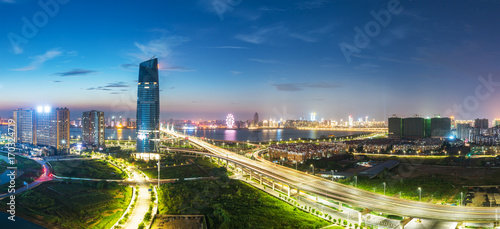 Canvas Print shanghai interchange overpass and elevated road in nightfall