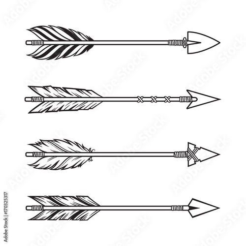 Set of tribal style arrows, ethnic, boho design elements