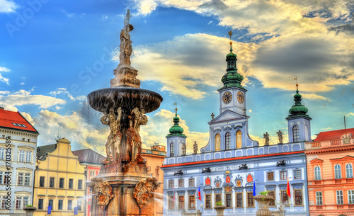 Samson Fountain in Ceske Budejovice Czech Republic photo