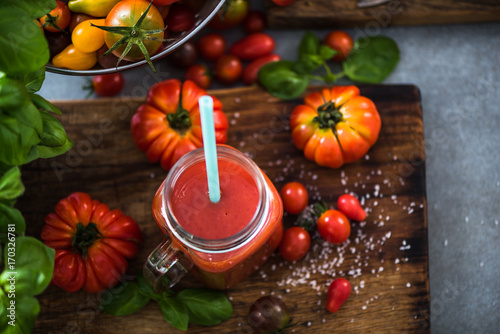 Tomato juice in mason jar