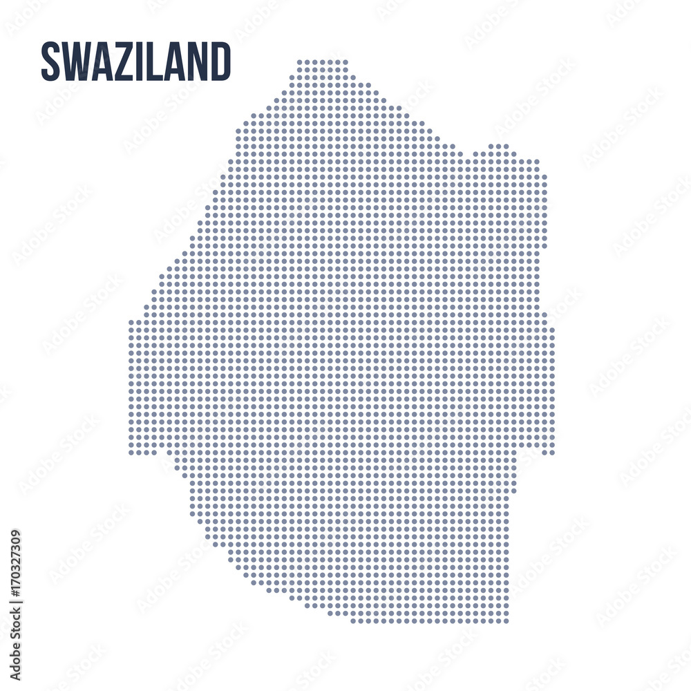 Vector dotted map of Swaziland isolated on white background .