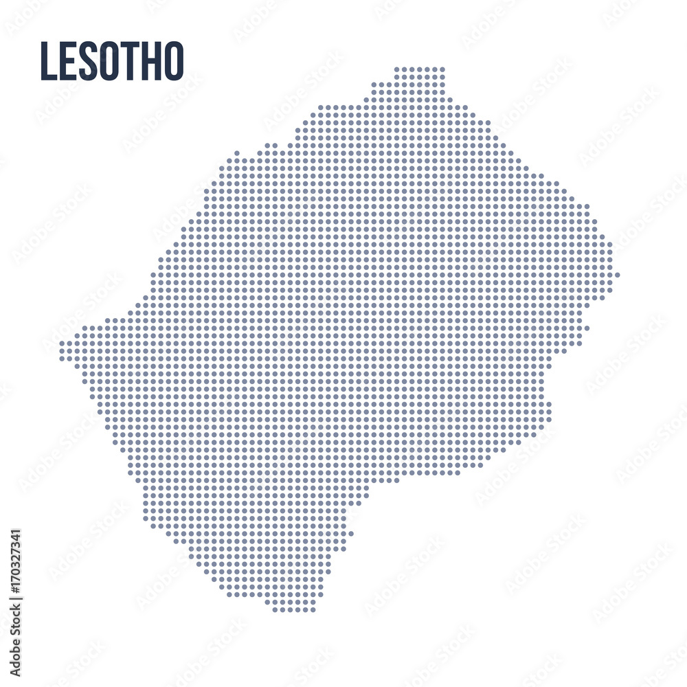Vector dotted map of Lesotho isolated on white background .