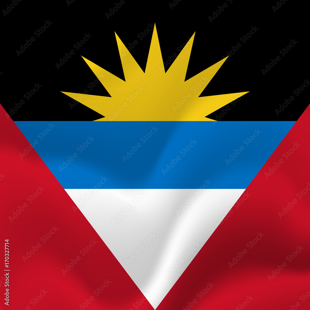 Fototapeta premium Antigua and Barbuda waving flag. Vector illustration.