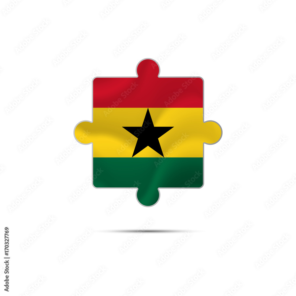 Naklejka premium Isolated piece of puzzle with the Ghana flag. Vector illustration.