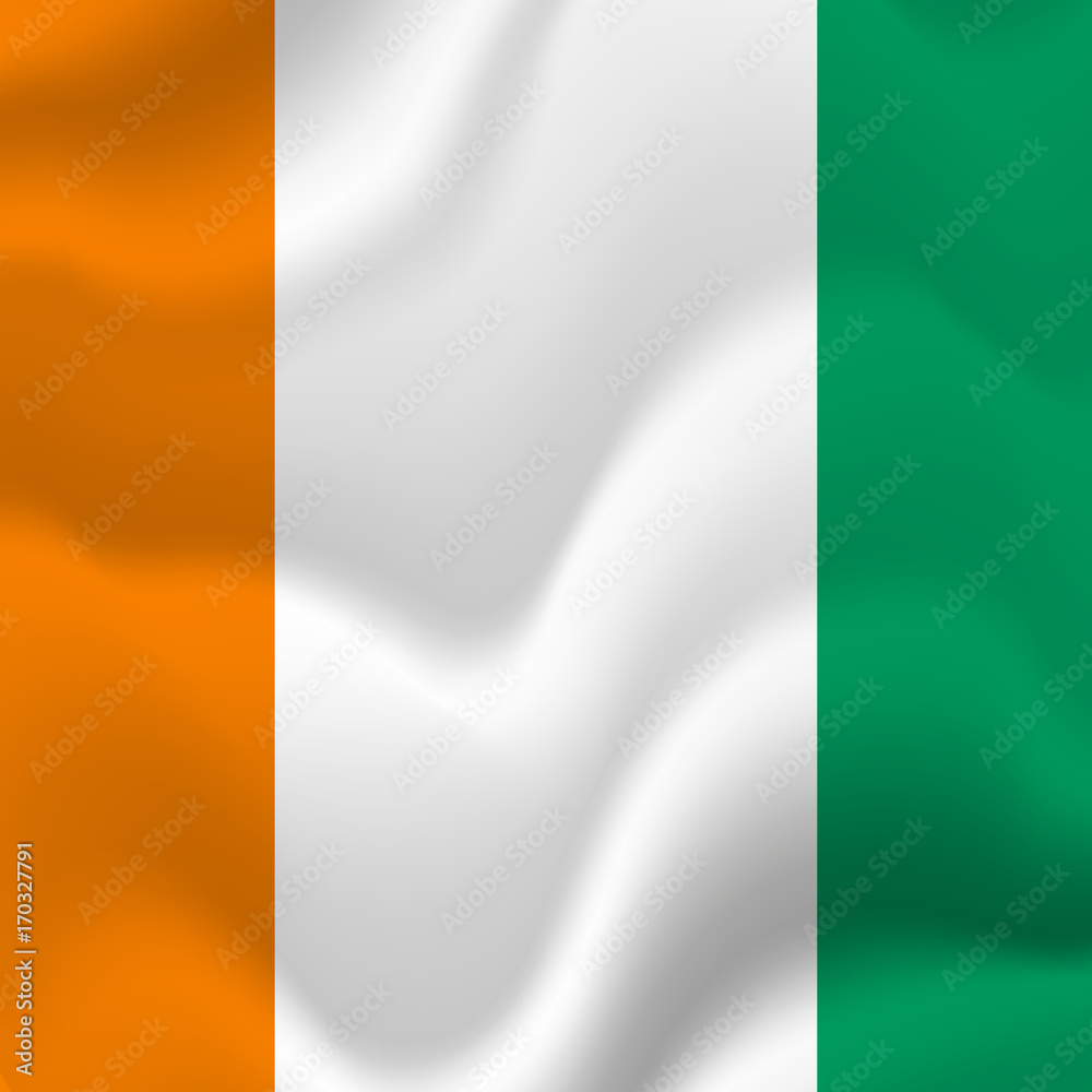 Ivory Coast waving flag. Vector illustration.