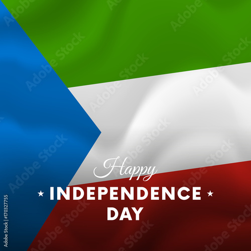 Banner or poster of Equatorial Guinea independence day celebration. Waving flag. Vector illustration.