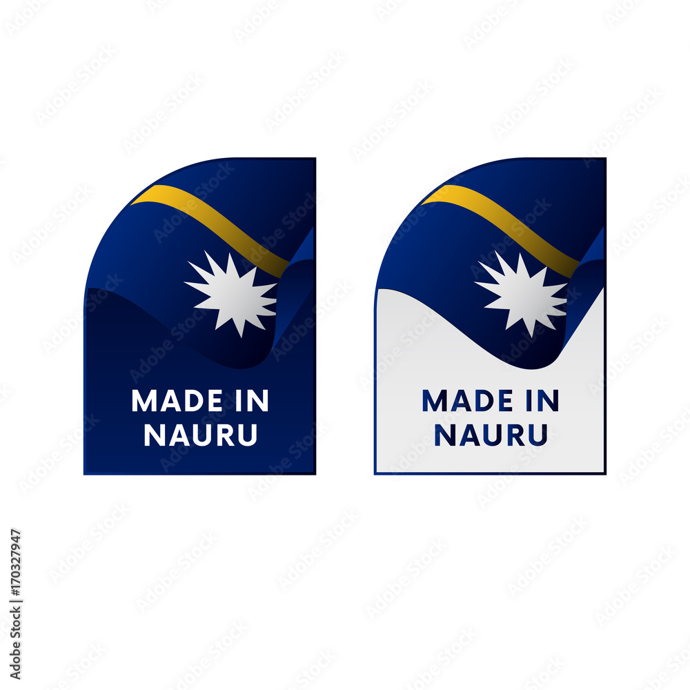 Stickers Made in Nauru. Vector illustration.