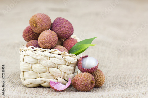 fresh lychees in a basket