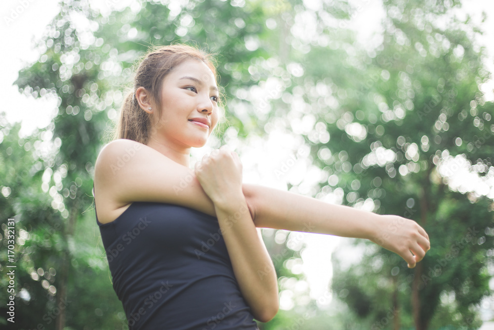 Young asian lady exercise outdoor Young asian lady exercise outdoor