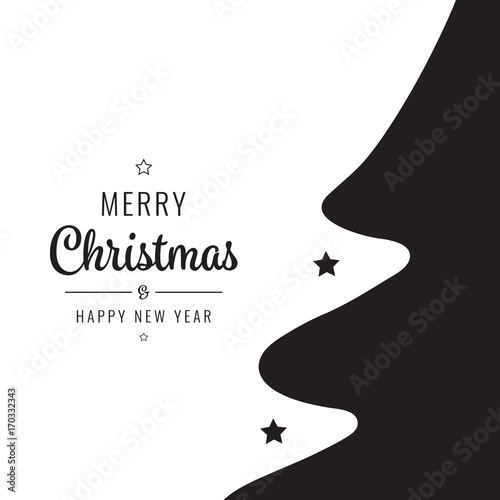 christmas card white black tree silhouette