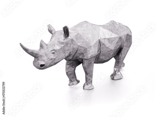 3D illustration of stone rhinoceros