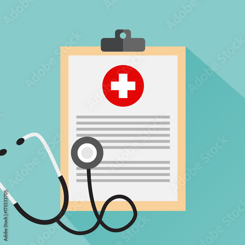 flat medical records with stethoscope
