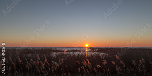 sunset over the ponds of the Camargue