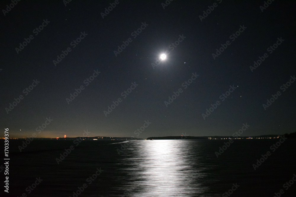 Night moonlight sky at the lake Night moonlight sky at the lake