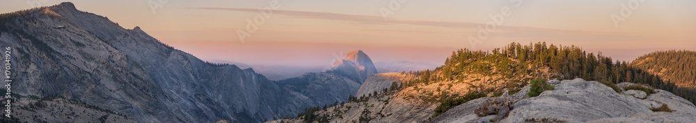 Sunrise above Half Dome in Yosemite National Park. Sunrise above Half Dome in Yosemite National Park.