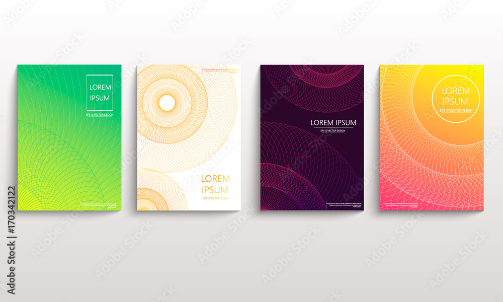 Fototapeta premium Set of cards with blend liqud colors. Futuristic abstract design. Usable for banners, covers, layout and posters. Vector.