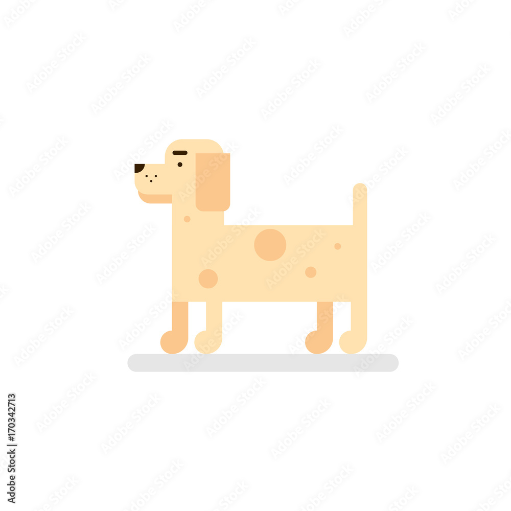 Simple flat illustration of cartoon dog. Cute pet character side view.  Isolated on white background. Stock Vector | Adobe Stock