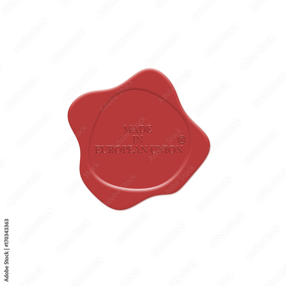 Red wax stamp written in Made in European Union Red wax stamp written in Made in European Union