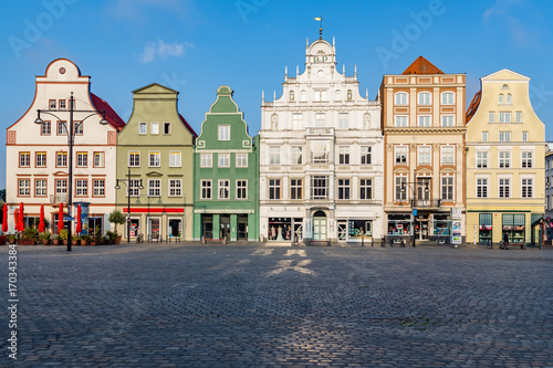 Historic gablefront houses at New Market Rostock, Germany