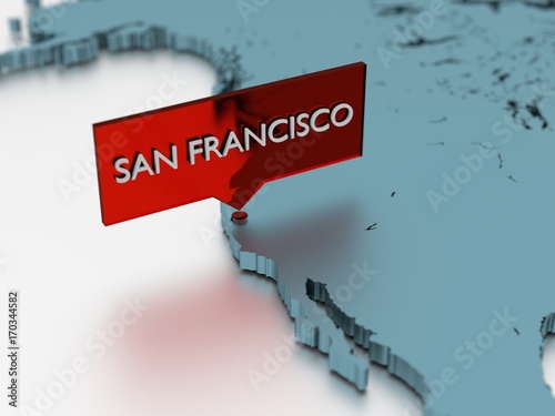 3d world map sticker - City of San Francisco