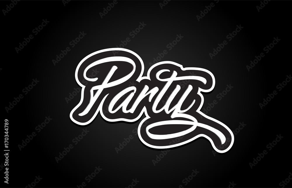 party word text banner postcard logo icon design creative concept idea