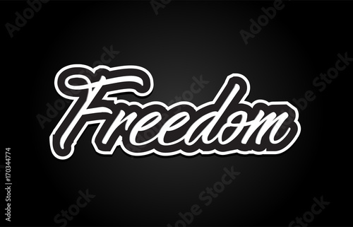 freedom word text banner postcard logo icon design creative concept idea