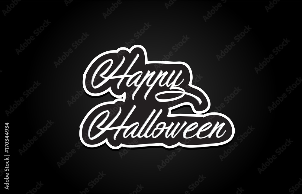 happy halloween word text banner postcard logo icon design creative concept idea