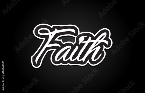 faith word text banner postcard logo icon design creative concept idea