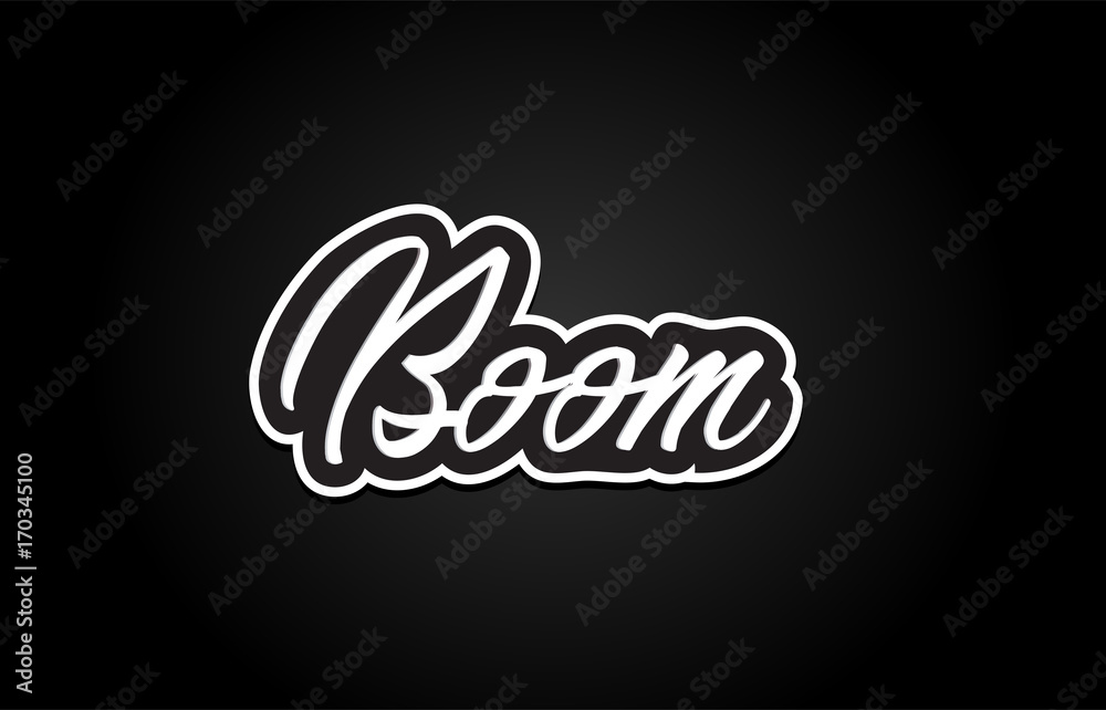 boom word text banner postcard logo icon design creative concept idea
