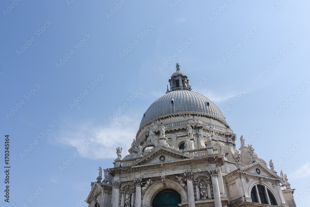 View of a detail of the Basilica of Santa Maria della Salute, July 21, 2017 Venice, Italy
