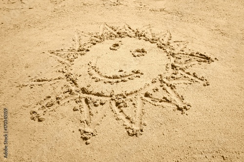 Sun shape, smile - beach, sand