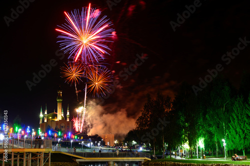 Fireworks performance at night