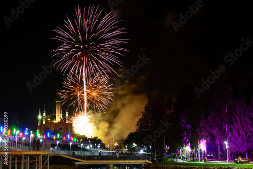 Fireworks performance at night