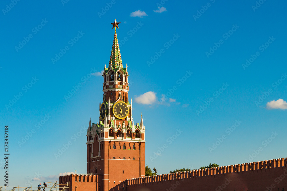 The Saviour (Spasskaya) Tower and Kremlin walls of Moscow Kremlin The Saviour (Spasskaya) Tower and Kremlin walls of Moscow Kremlin