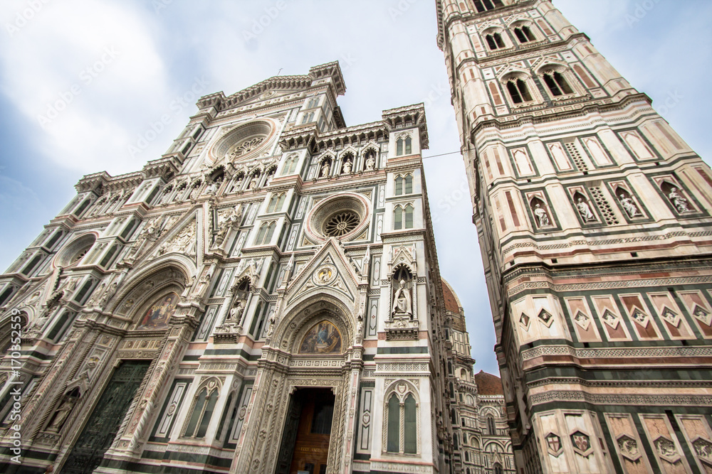 The Basilica di Santa Maria del Fiore and Giotto’s Campanile in Florence, Italy