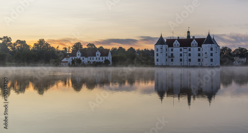 Glucksburg water castle at dawn, Germany