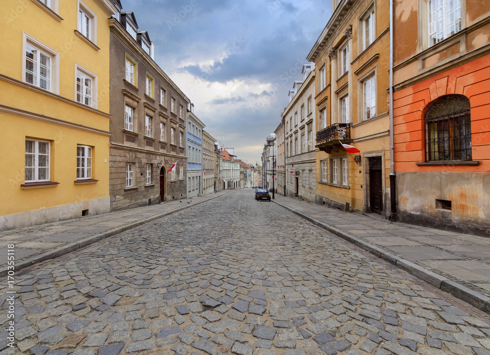 Old street in Warsaw. Poland