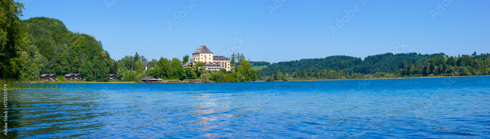 Panorama: Lake Fuschlsee, Austria, in summer
