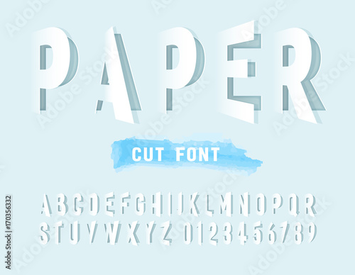Grey alphabet letters cut out from paper. paper cut alphabet set. Vector illustration