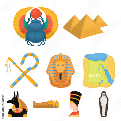 Ancient Egypt set icons in cartoon style. Big collection of ancient Egypt vector symbol stock illustration